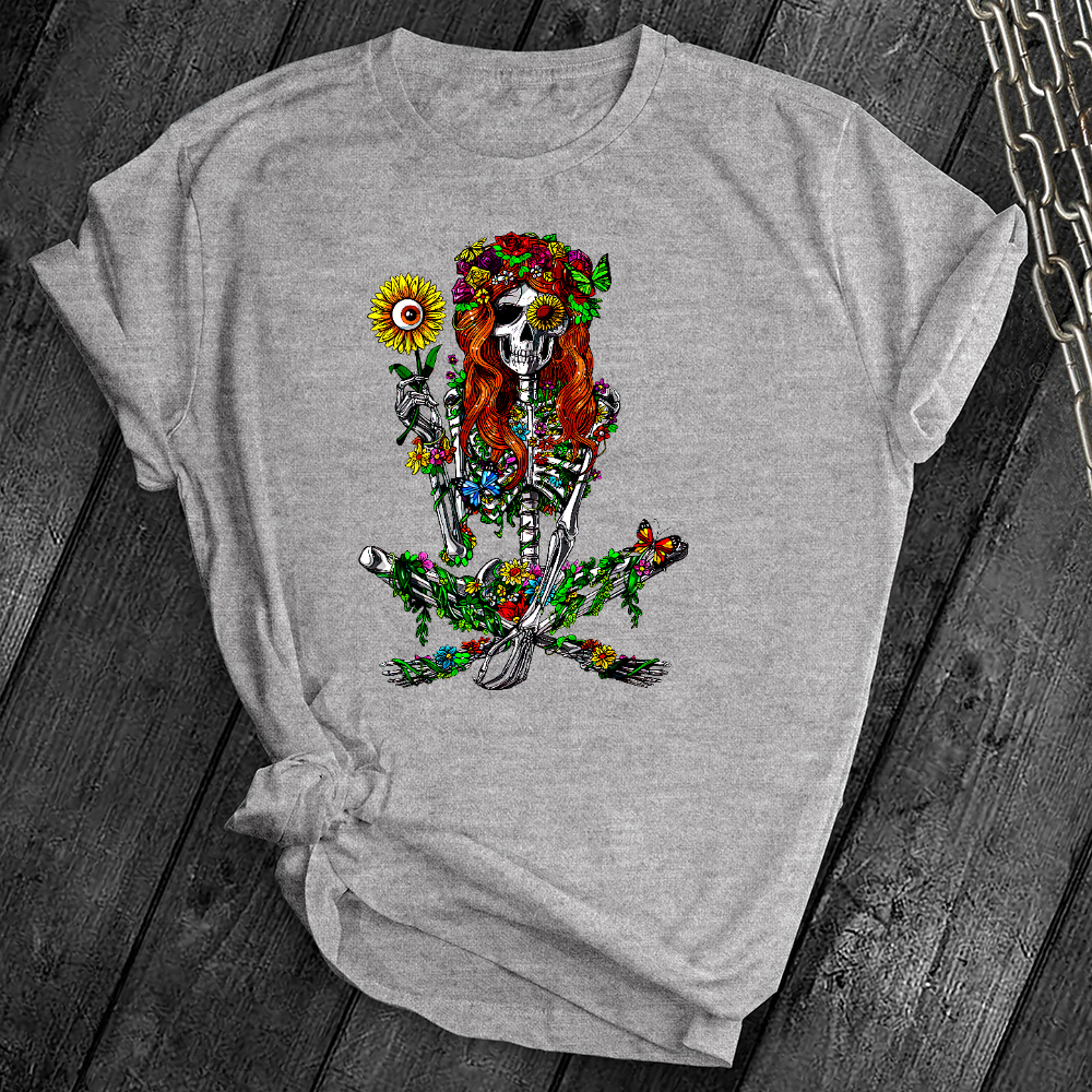 Hippie Floral Skeleton Tee