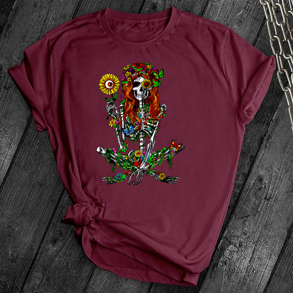 Hippie Floral Skeleton Tee