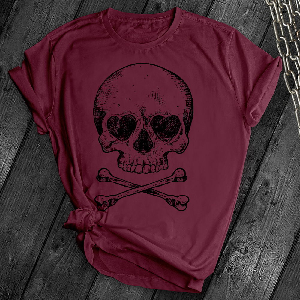Heart Eyes Skull Crossbones Tee
