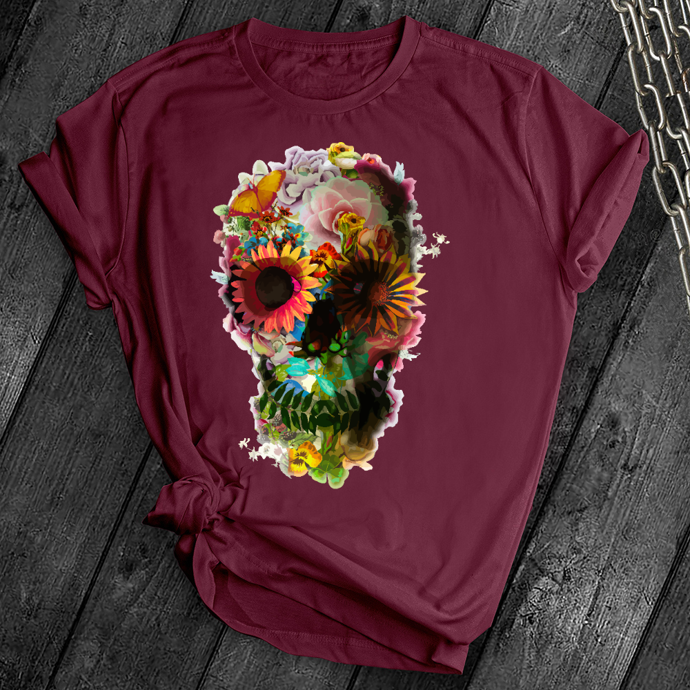 Floral Sugar Skull Cute Tee