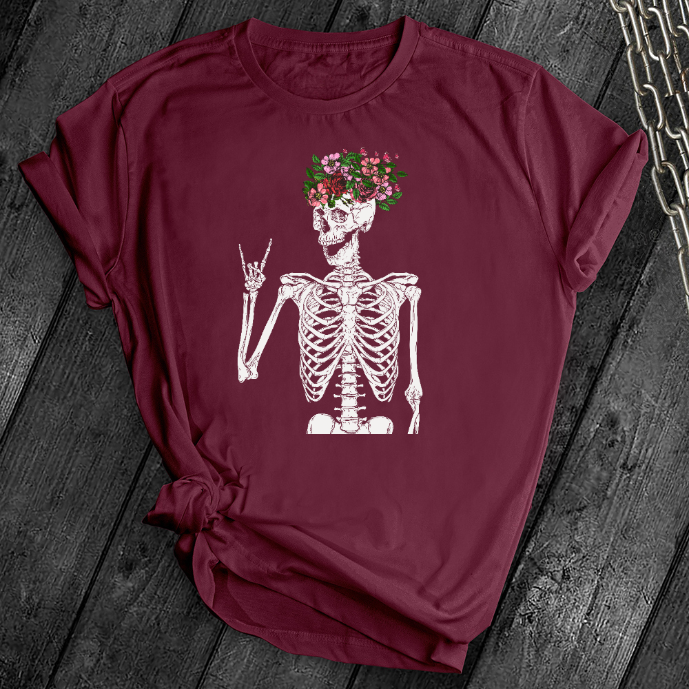 Floral Rocker Skeleton Tee