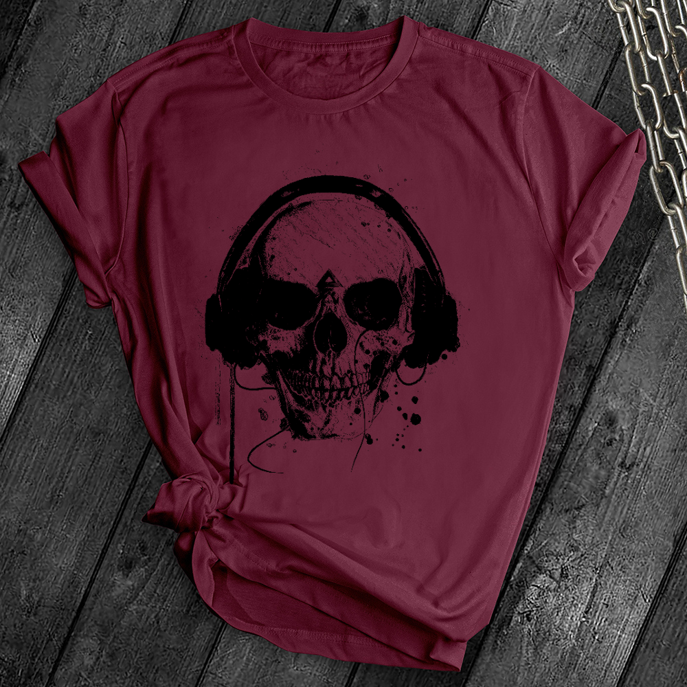 Skull Headphones Music Tee