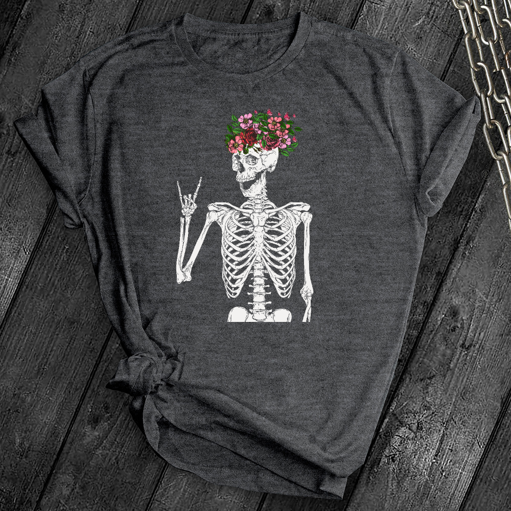 Floral Rocker Skeleton Tee