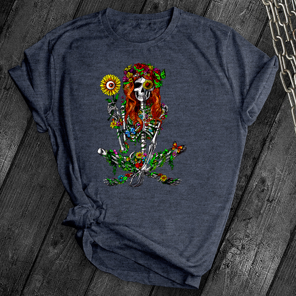 Hippie Floral Skeleton Tee