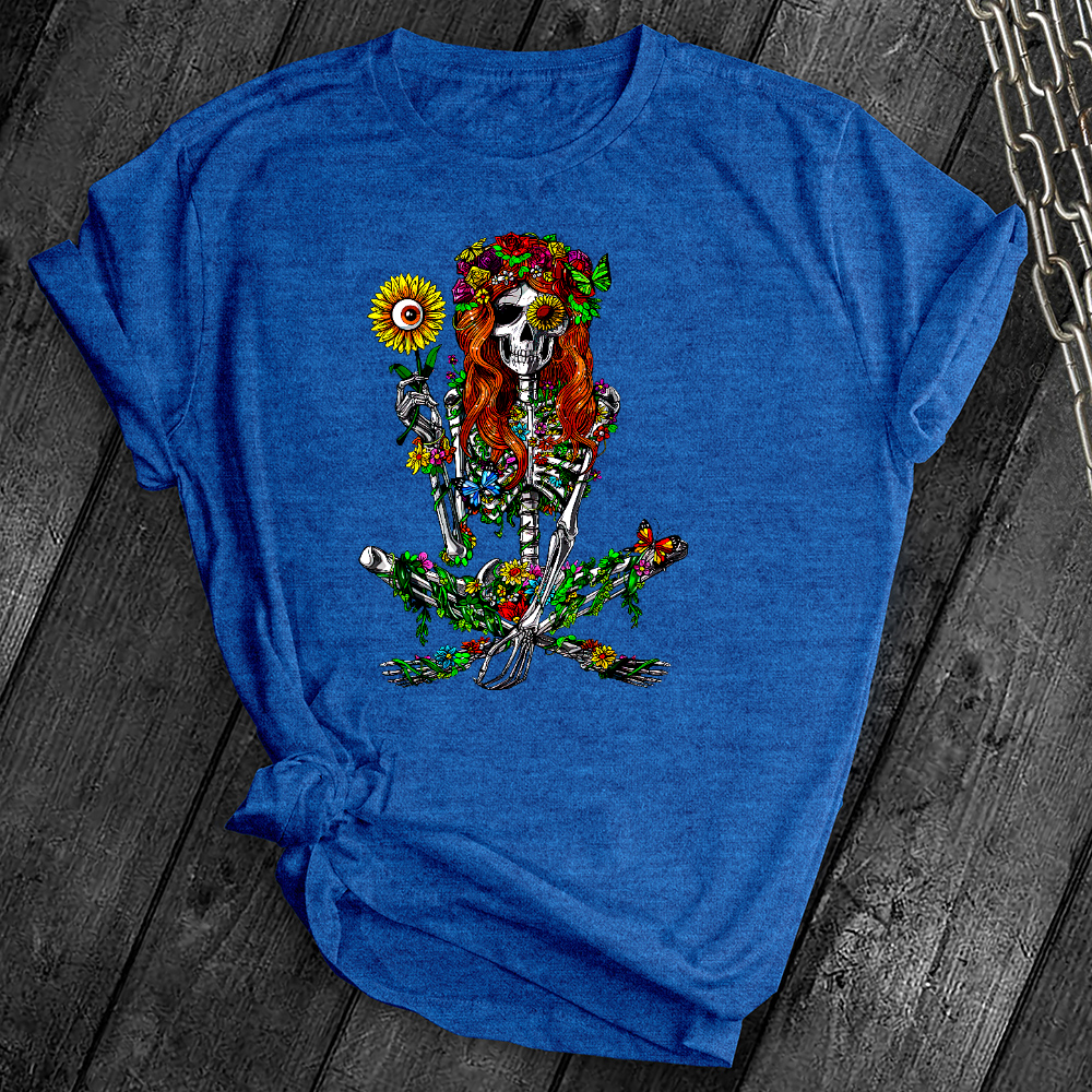Hippie Floral Skeleton Tee