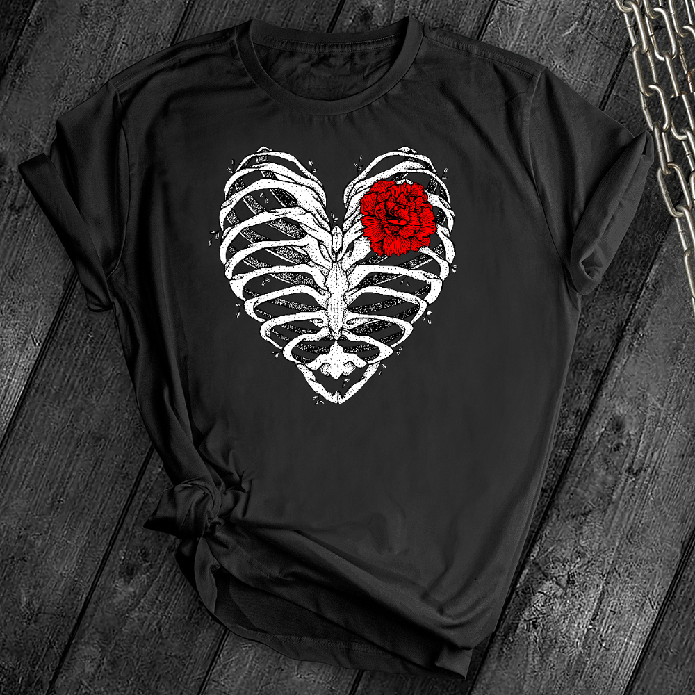 Heart Rib Cage Rose Tee