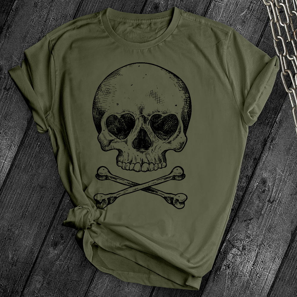 Heart Eyes Skull Crossbones Tee
