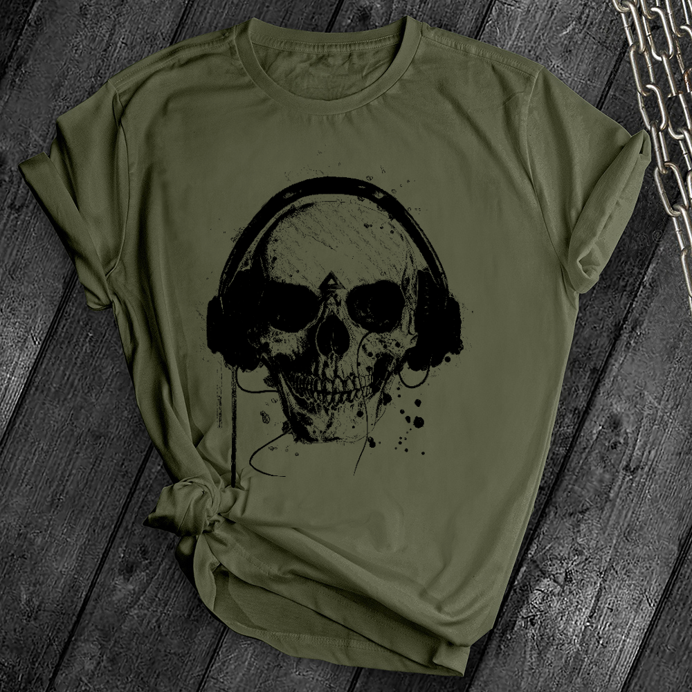 Skull Headphones Music Tee