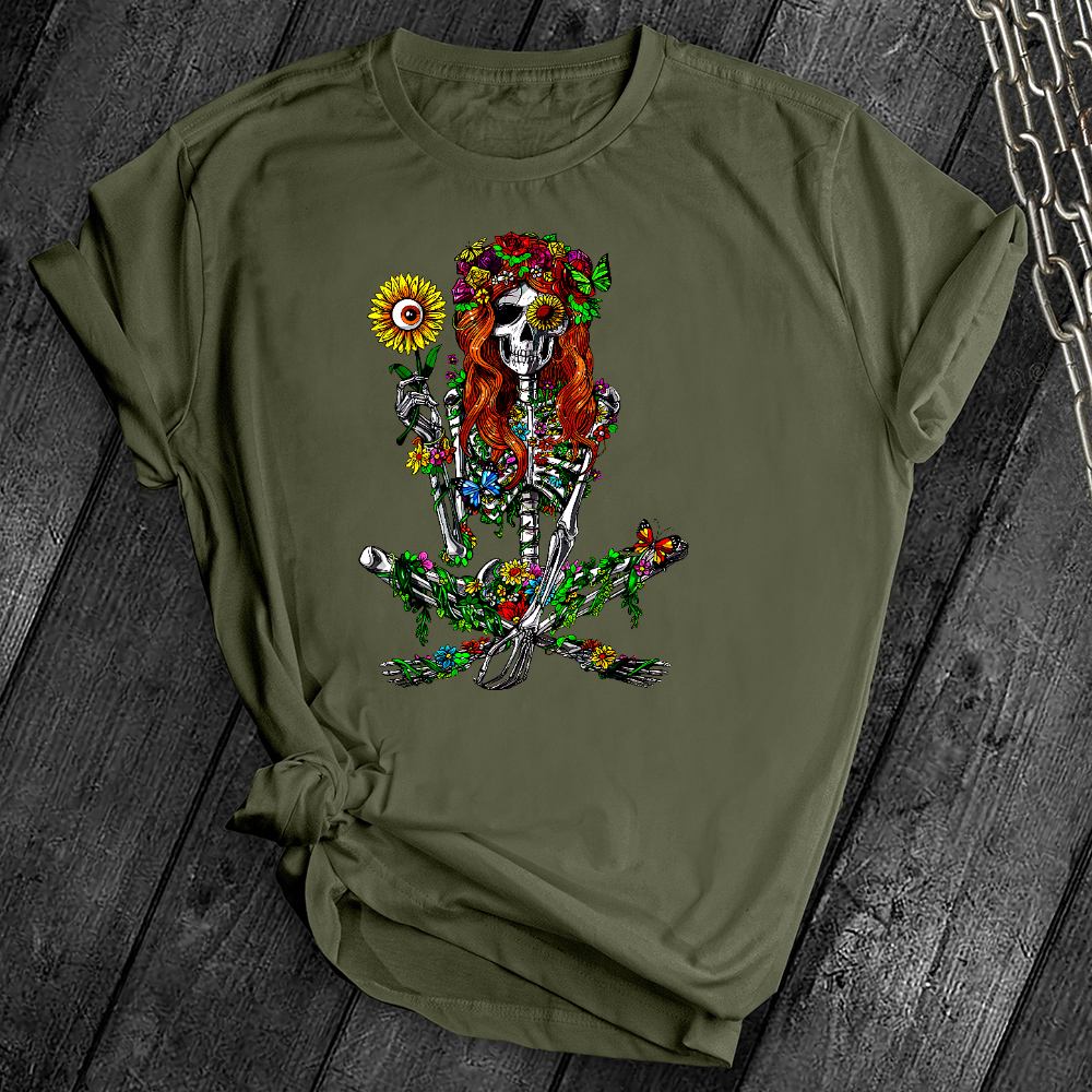 Hippie Floral Skeleton Tee