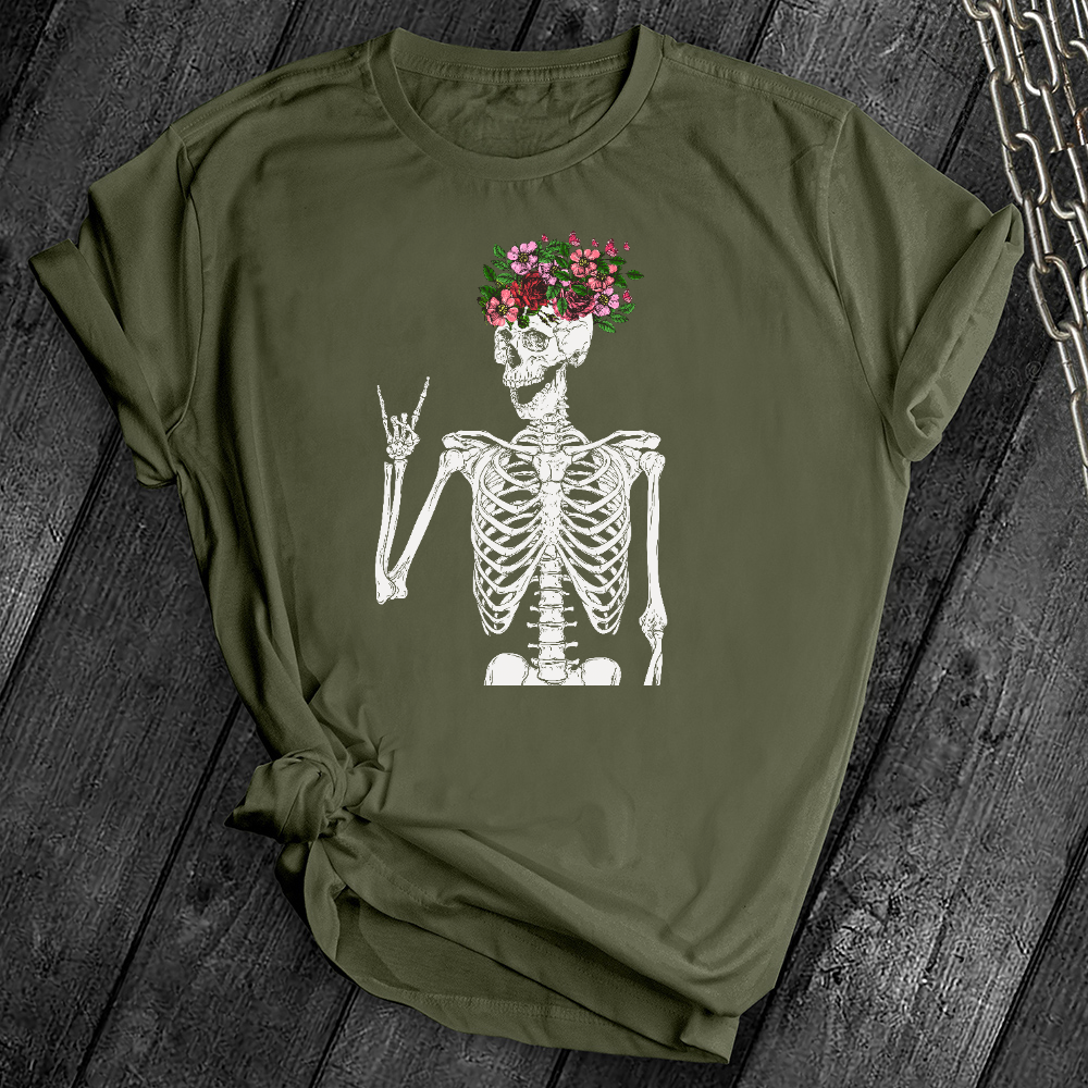 Floral Rocker Skeleton Tee