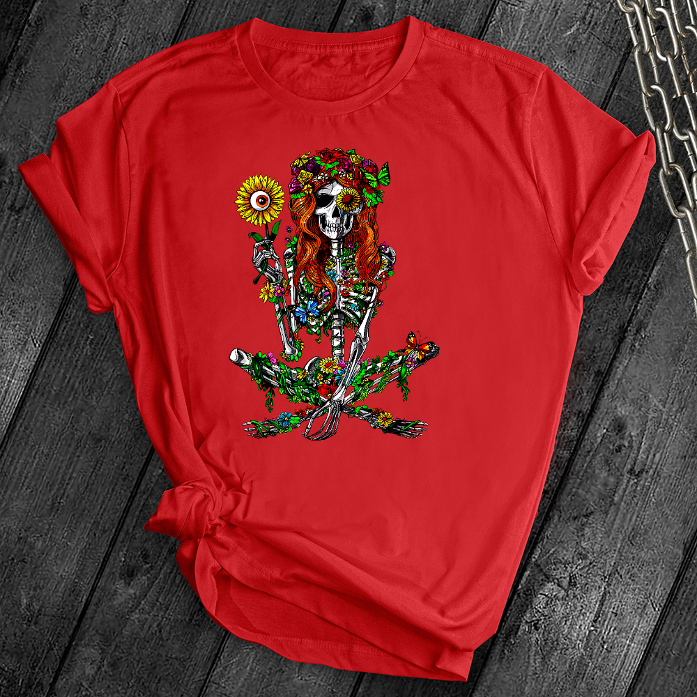 Hippie Floral Skeleton Tee