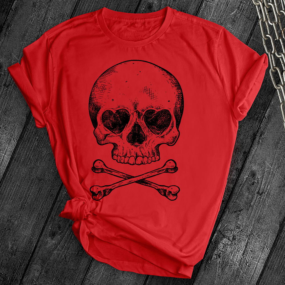 Heart Eyes Skull Crossbones Tee